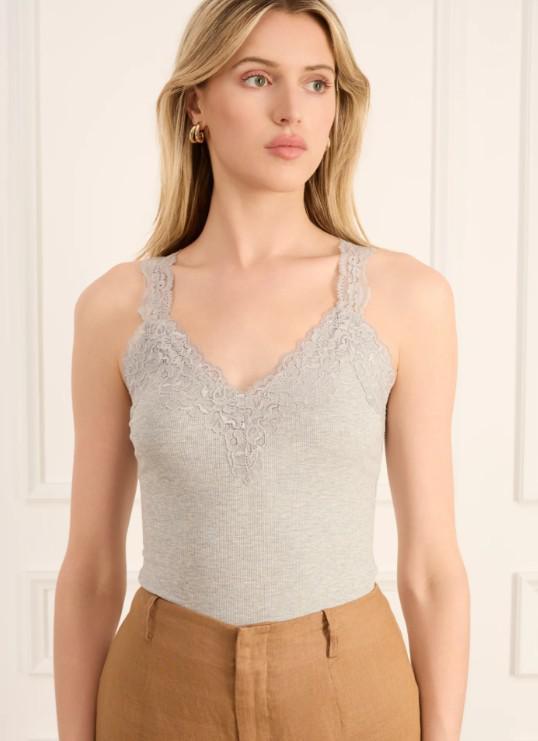Lani Rib Knit Tank, Grey