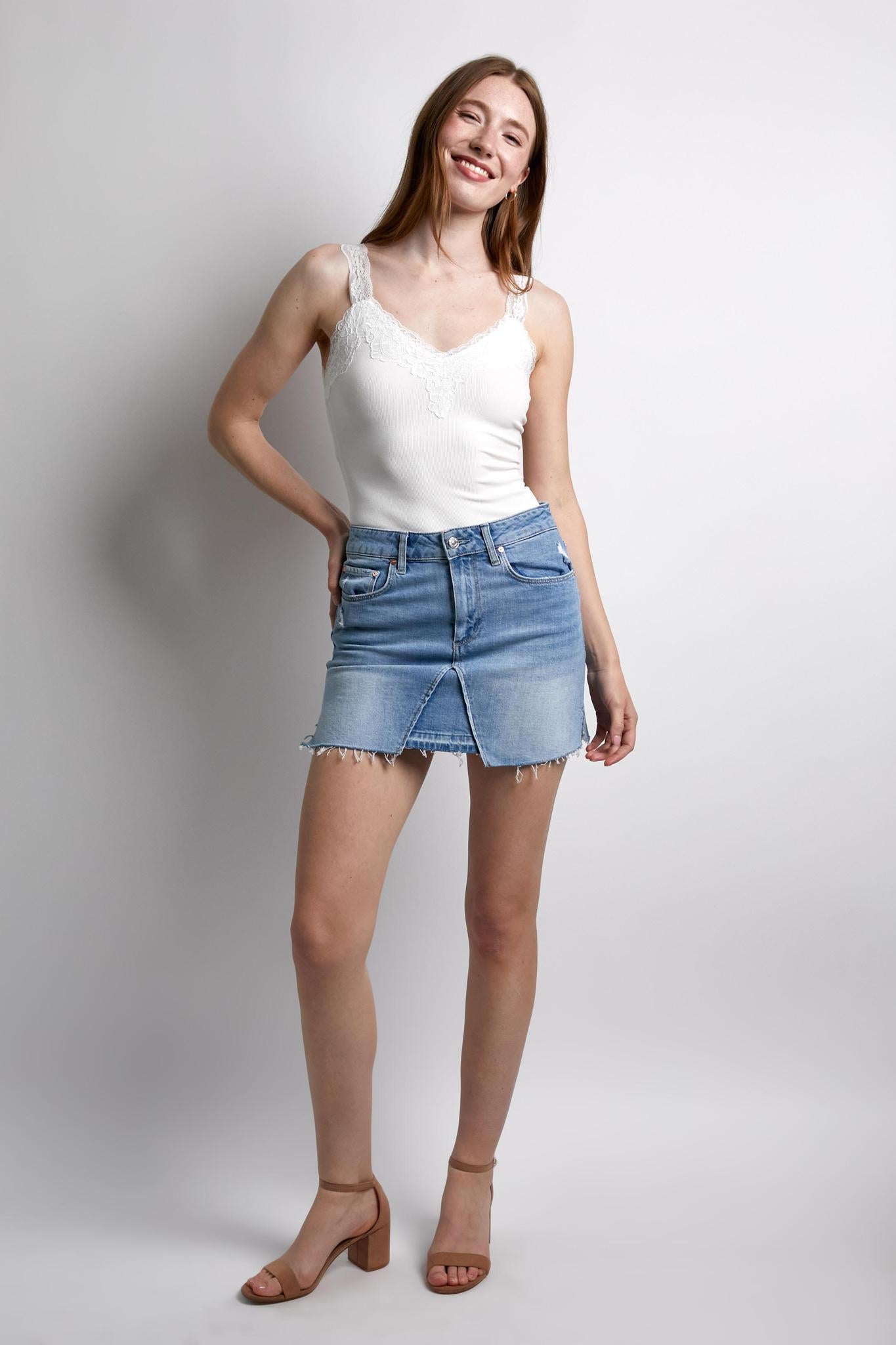 GIUNON raw hem denim skirt ロウヘムデニムスカート GIUNON raw hem denim skirt / ロウヘムデニムスカート