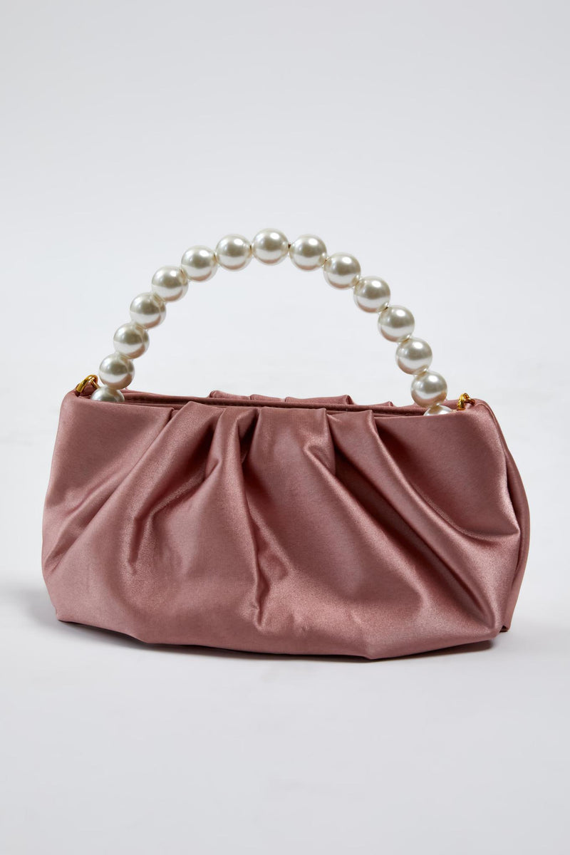 Dusty Rose Satin Evening Pouch
