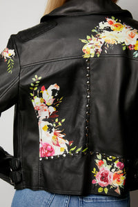 Harley Floral Burnished Leather Jacket