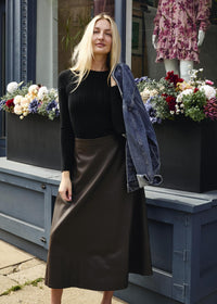 Laurent Faux Leather Midi Skirt