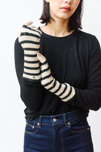 Striped Knit Gloves w/Sequins