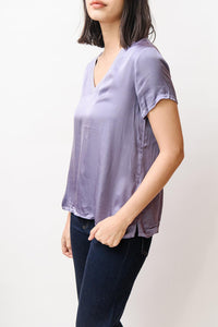 Sateen V-Neck Tee, Purple