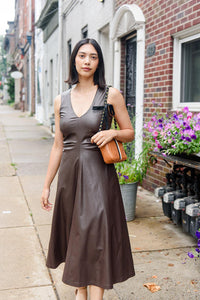 Sabal Faux Leather Midi Dress