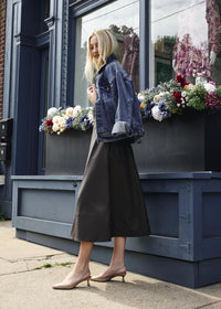 Laurent Faux Leather Midi Skirt