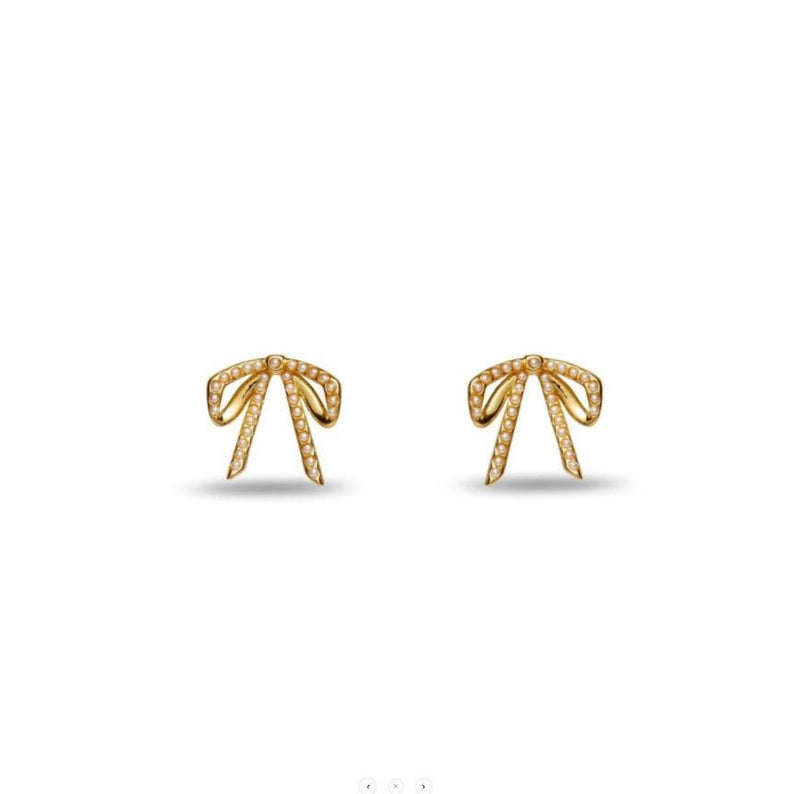 Pearl Mini Bow Stud Earrings
