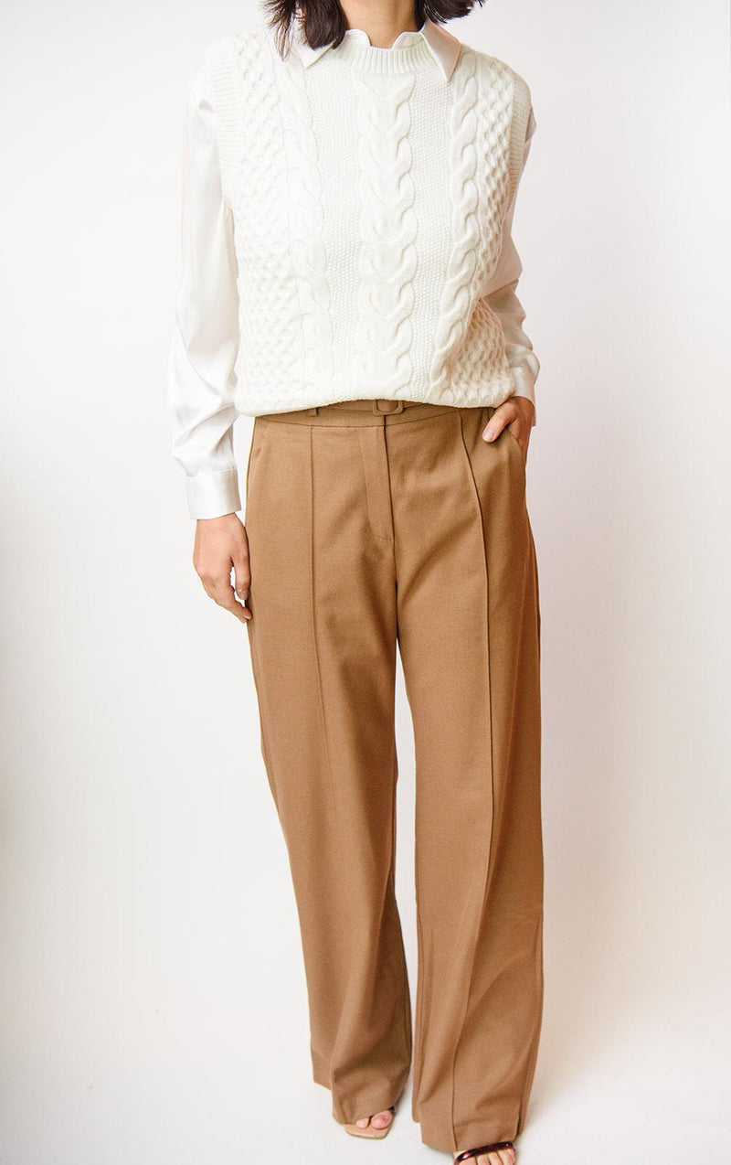 Tan Wide Leg Trouser