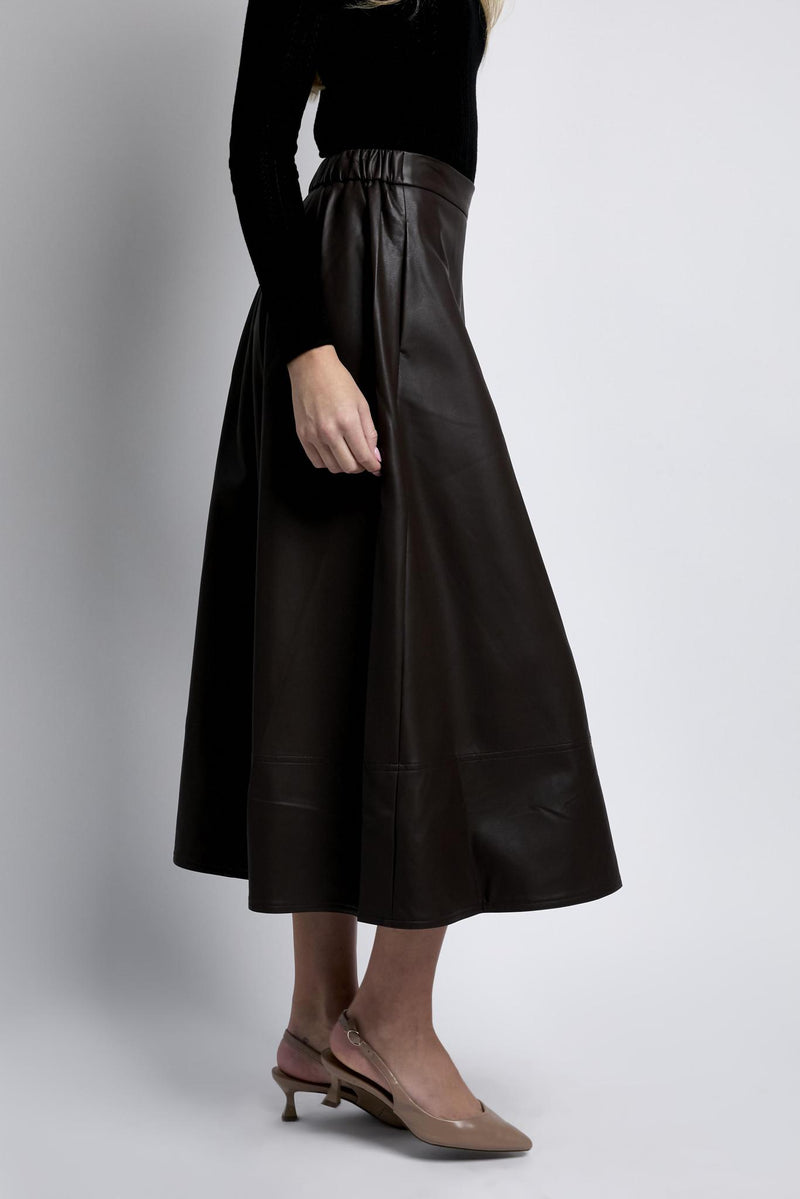 Laurent Faux Leather Midi Skirt