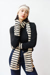 Striped Knit Gloves w/Sequins