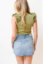 Jessie Raw Hem Denim Skirt