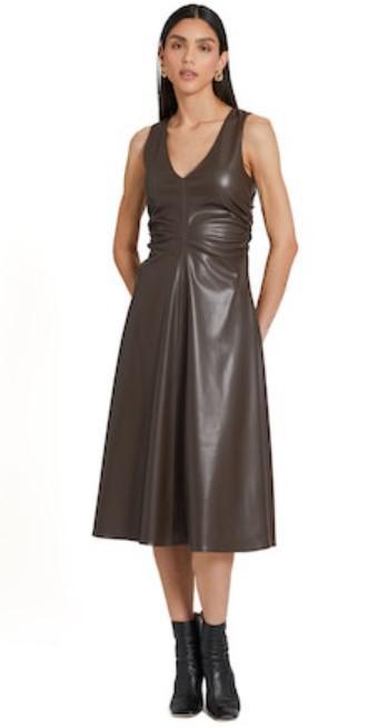 Sabal Faux Leather Midi Dress