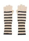 Striped Knit Gloves w/Sequins