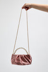 Dusty Rose Satin Evening Pouch