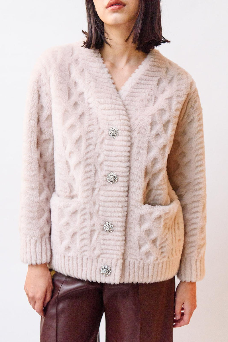 Sherpa Cardigan with Jewel Buttons