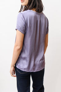 Sateen V-Neck Tee, Purple