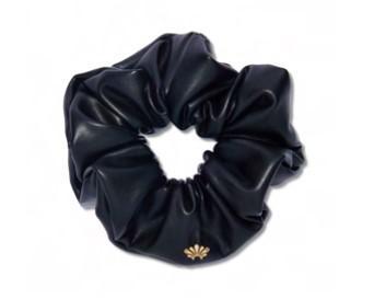 Black Faux Leather Scrunchie