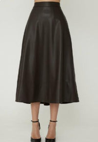 Laurent Faux Leather Midi Skirt
