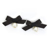 Leather Bow & Pearl Studs