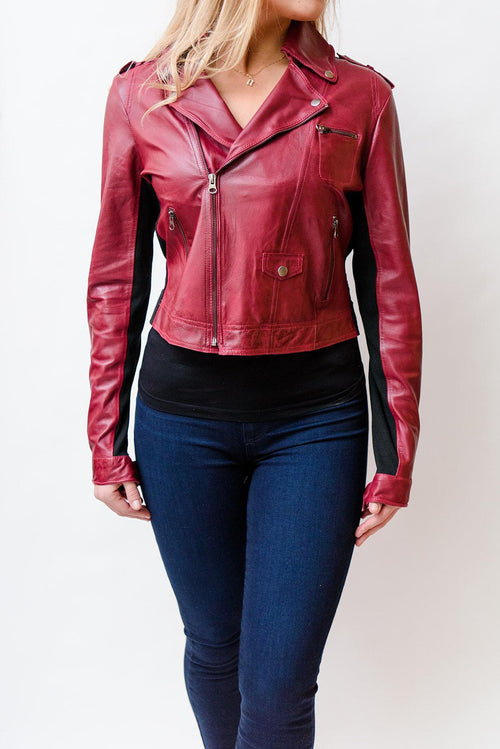 Piper Leather Jacket, Vintage Red